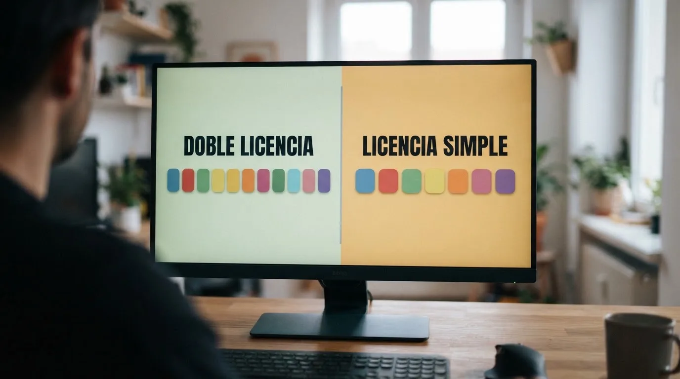 Pantalla dividida que muestra los logotipos de los operadores con doble licencia GLA y DGOJ en un lado y los que solo tienen una de las dos en el otro