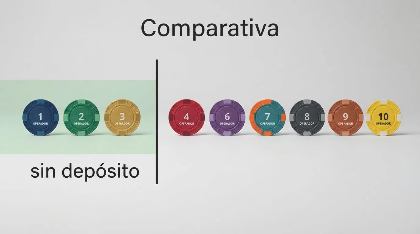 Una tabla comparativa con los logotipos de los operadores analizados y una columna destacada que separa los que requieren depósito de los que no