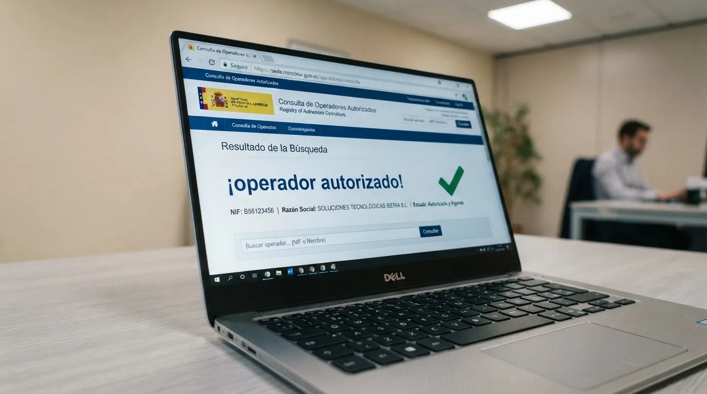 Primer plano del dominio .es en la barra de direcciones de un navegador junto al candado de seguridad, con el logotipo de la DGOJ visible en la página