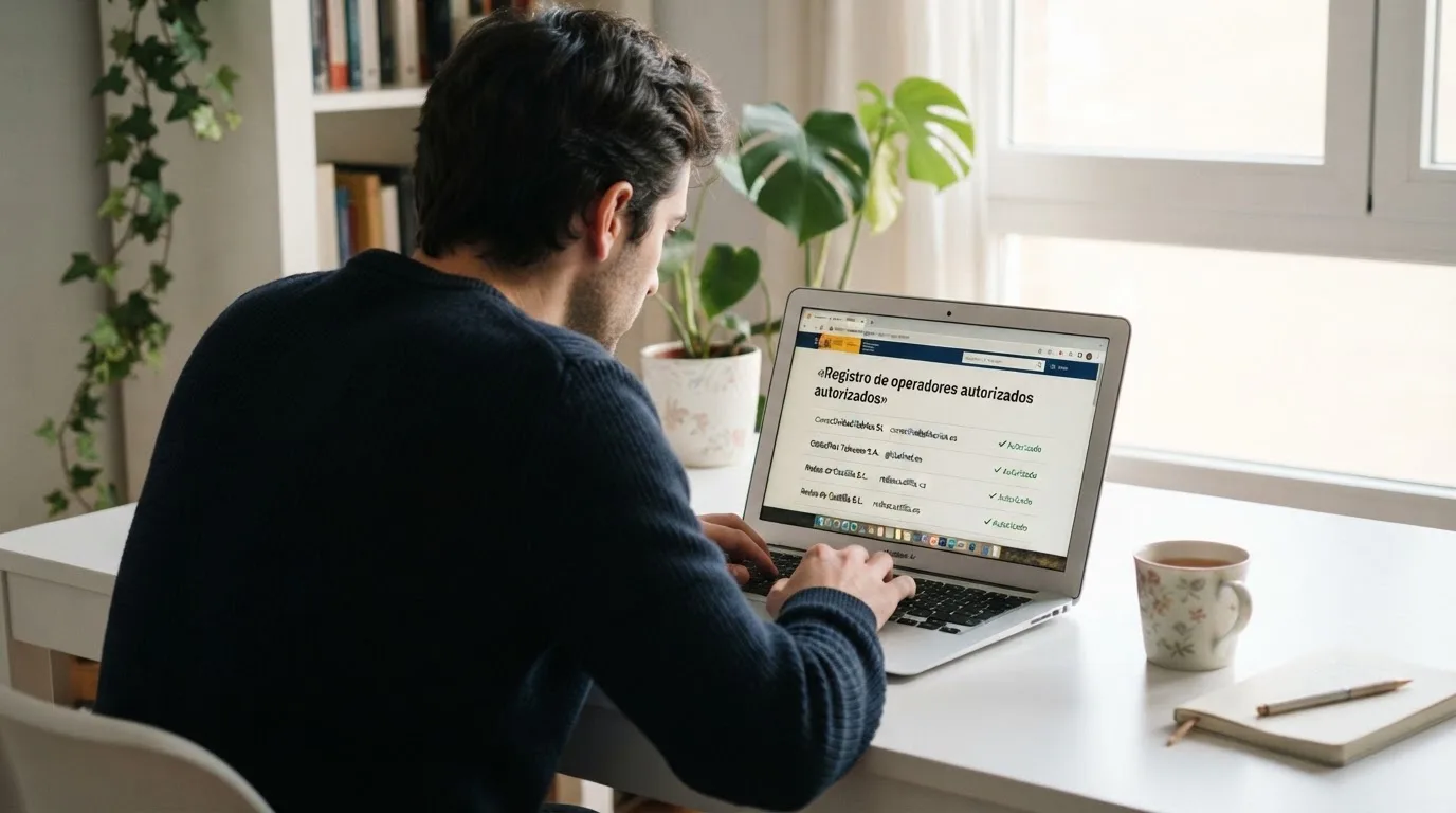 Captura de pantalla del portal de la Dirección General de Ordenación del Juego mostrando el listado de operadores con licencia, con el sello de la DGOJ y el dominio .es visibles en primer plano